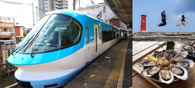 左圖:自2025年開始運行的人氣列車「水水獺Liner」 右上圖:位於伊勢志摩SkyLine的朝熊山頂展望台,以能拍下時尚網美照的天空郵筒廣受歡迎。只要利用租借的掃帚,就能拍下有趣的精選照片。 右下圖:位於志摩的「的矢牡蠣露台」,一年四季均提供新鮮美味的生蠔和牡蠣料理。 左圖:自2025年開始運行的人氣列車「水水獺Liner」 右上圖:位於伊勢志摩SkyLine的朝熊山頂展望台,以能拍下時尚網美照的天空郵筒廣受歡迎。只要利用租借的掃帚,就能拍下有趣的精選照片。 右下圖:位於志摩的「的矢牡蠣露台」,一年四季均提供新鮮美味的生蠔和牡蠣料理。